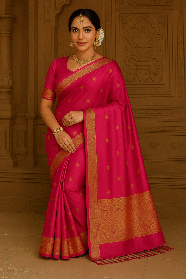 Semi Raw Mango Silk Saree Pink