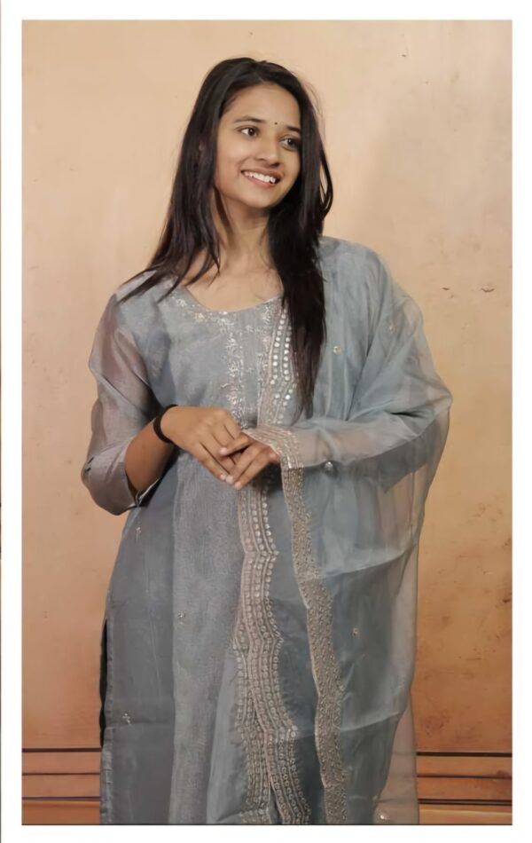 TISSUE SILK HAND WORK 3PC KURTHA SET