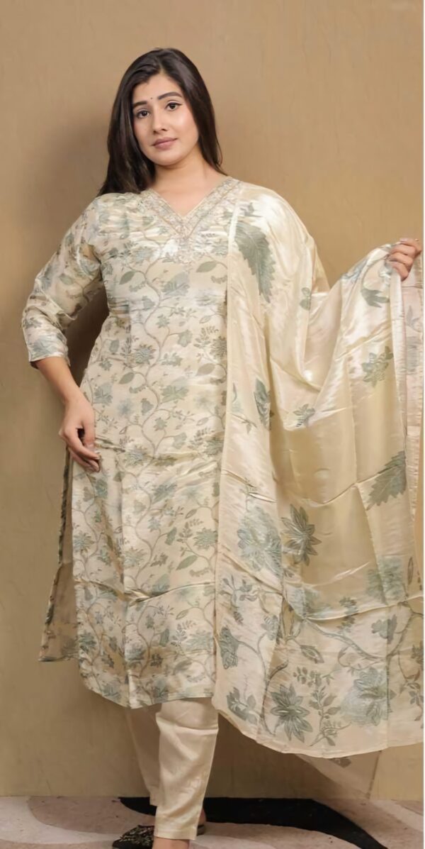 Heavy Handwork with flower prints 3Pc set