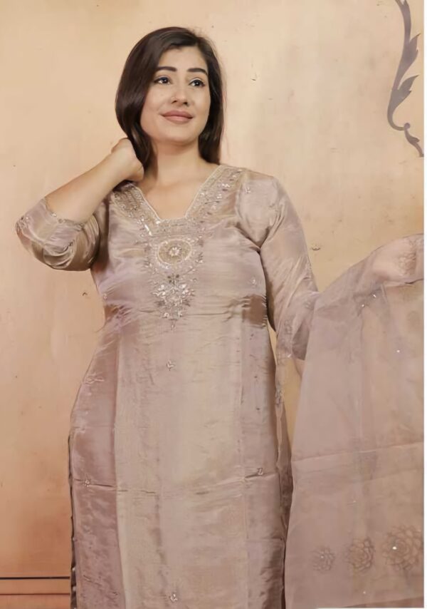 Silk Georget Material with Organza dupatta 3pcs set