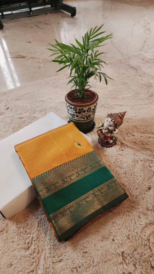 Semi Kanchi Premium SILK saree Mango yellow