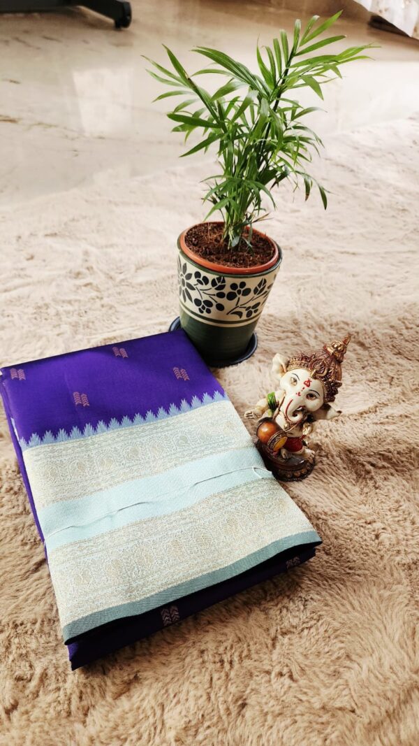 Semi Kanchi Premium SILK Saree Purple with Light Blue