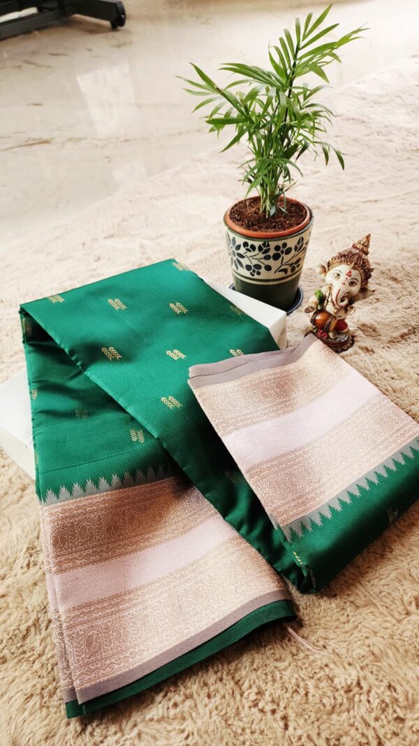 Semi Kanchi Premium SILK Saree Green with pink