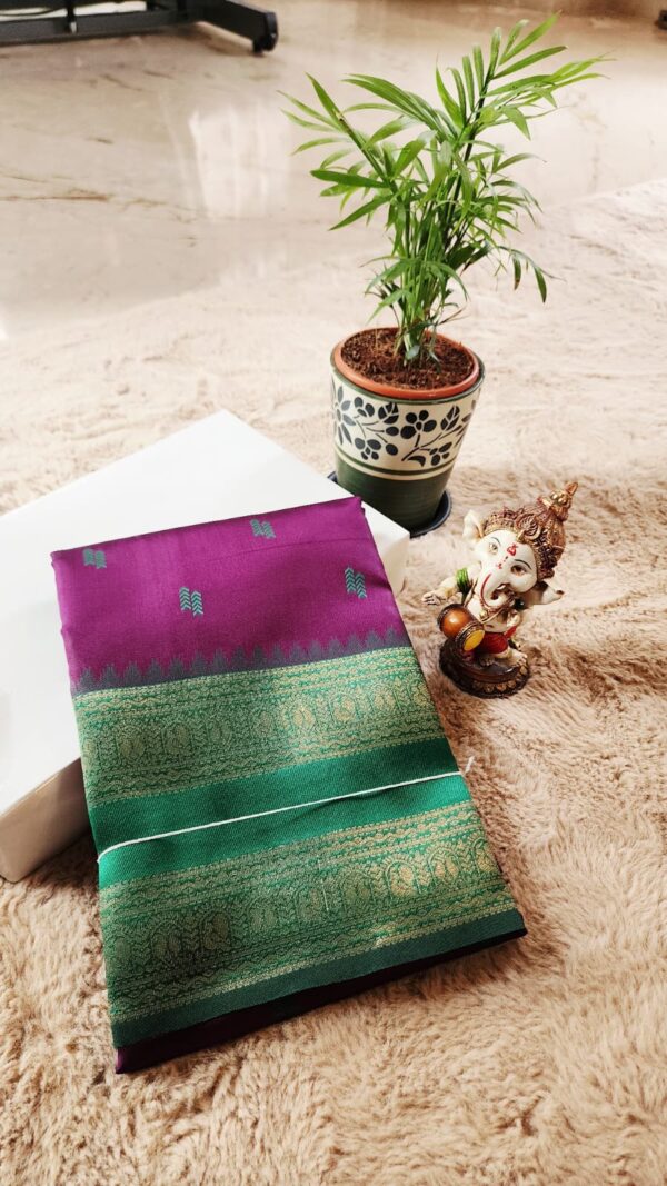 Semi Kanchi Premium SILK Saree  Darkwine with Green border