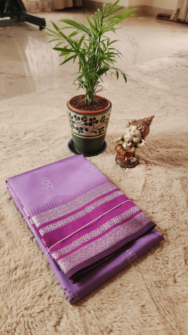 Semi Kanchi Premium SILK Saree lavender with dark wine border