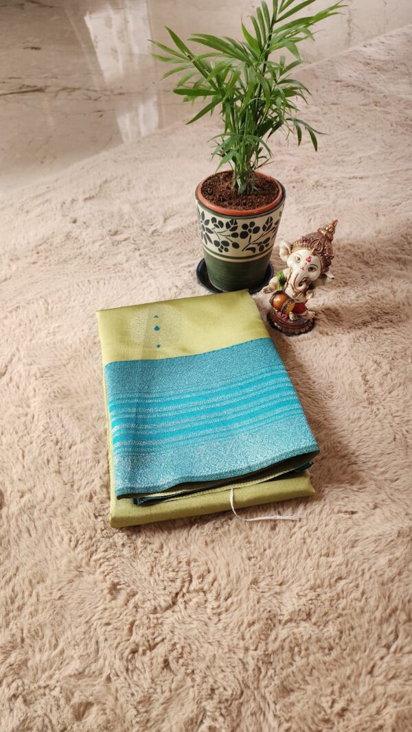 Semi Kanchi Premium SILK Saree Mehendi with Ramagreen border