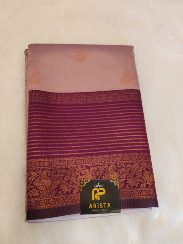 Semi Kanchi Premium SILK Saree Onion pink with Wine border