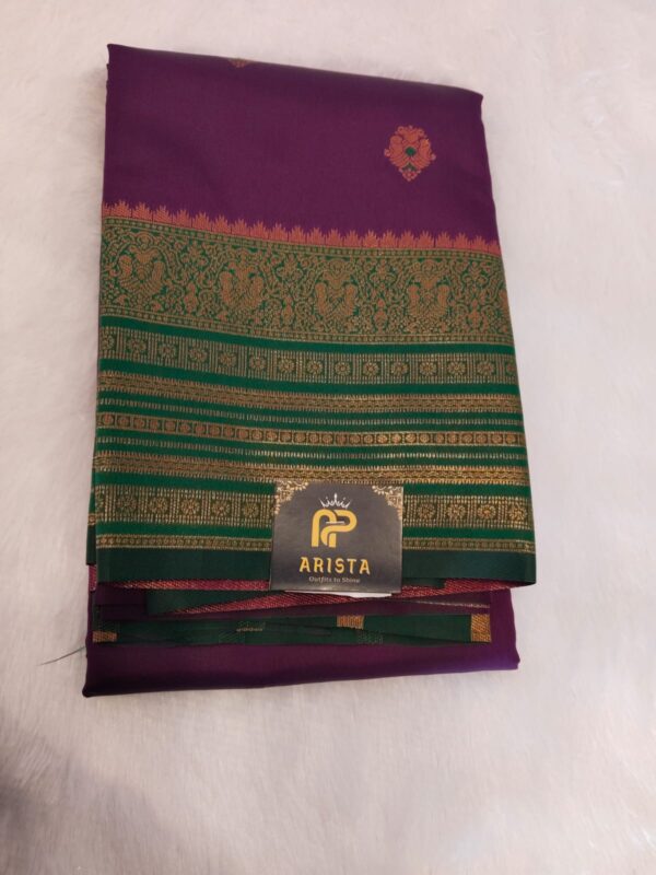 Semi Kanchi Premium SILK Saree Dark wine with Green border