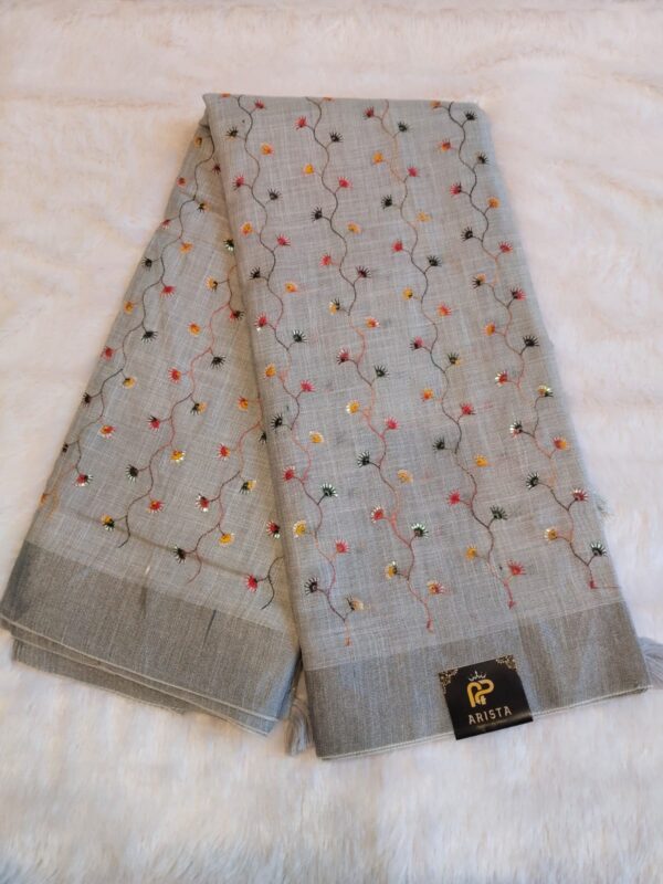 Linen Embroidery Saree
