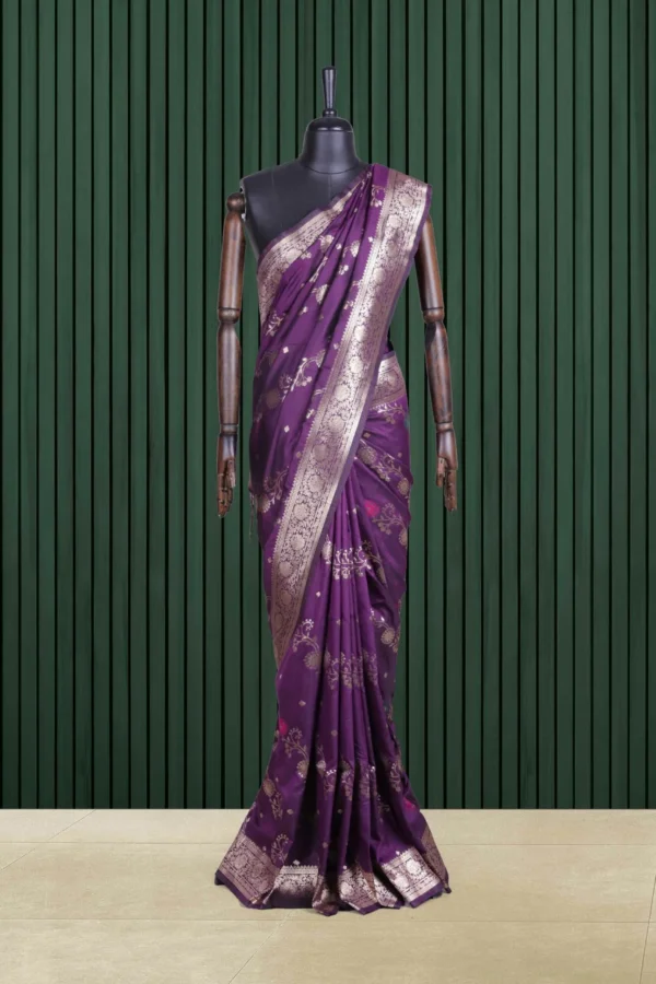 SEMI BANARASI SAREES PURPLE