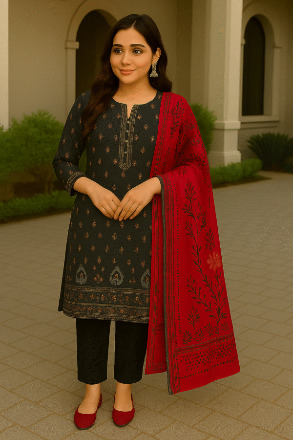 Cotton black with Embroidery  work 3 pcs set