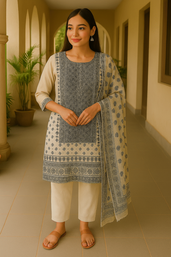 Black Cotton with Embroidery work 3pcs set