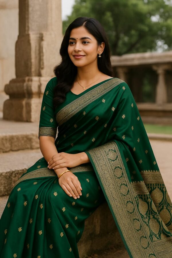Semi Raw Mango Silk Saree GREEN