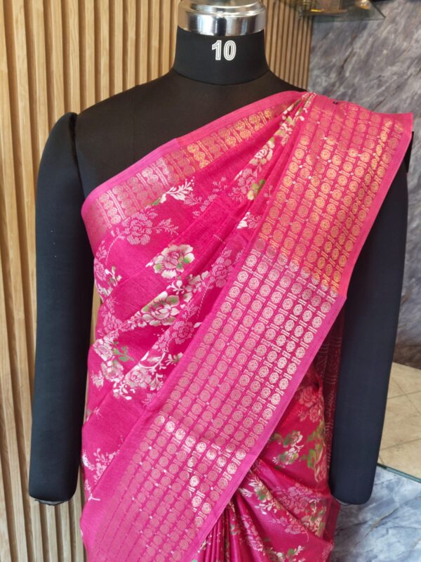 Dola Flower printed Silk Saree