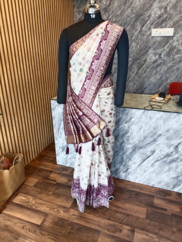 White Embroidery Patola Saree