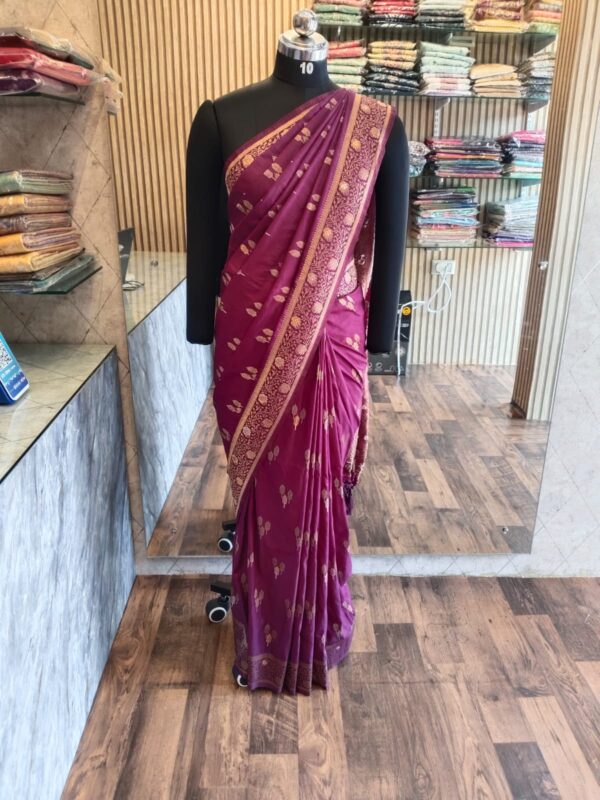 Pure Banarasi Silk Royal Wine Butta saree