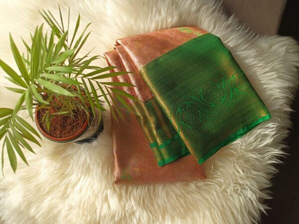 Semi Kanchi Tissu Silk Saree (Pink & Green)