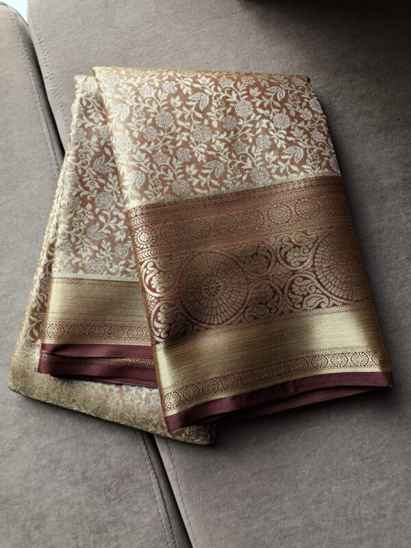 Semi Kanchi Tissu Silk Saree (Gold brown)