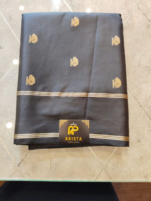 CREPE SILK Black  & Golden Peacock Motifs Saree