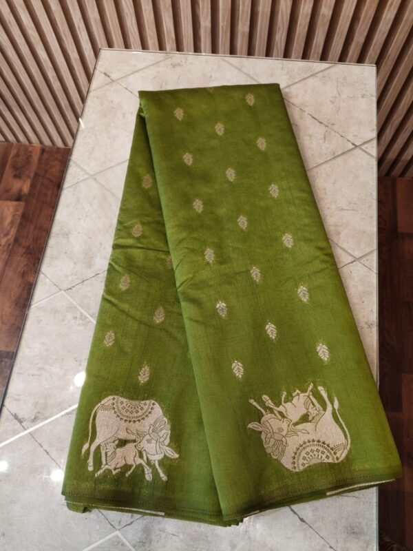 Semi Banarasi Georgette Pichwai  Green Saree