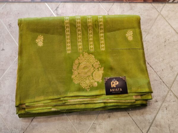 Visco Satin Silk Saree Parrot Green