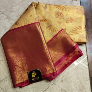 Semi Kanchipuram Tissue Silk Saree Premium Gold &Pink